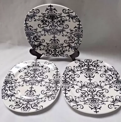 Pottery Barn VERSAILLES Salad Plates Black-Cream Chandelier Lace Brazil (Set 3) • $30