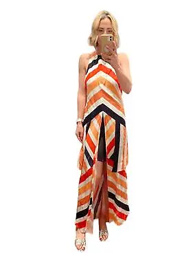 $149.99 • Buy Sass & Bide Long Live Dress | Orange/White/Black, Viscose, Striped, Tiered,Sz 14