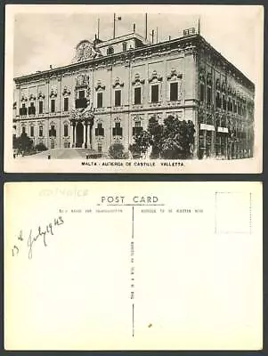 Malta July 1943 Old Real Photo Postcard Auberge De Castille Valletta Building RP • £4.99