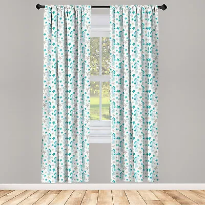 Nautical Curtains 2 Panel Set Seahorses And Starfish • £23.99