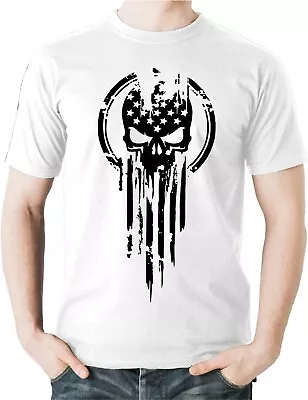 American Warrior The Punisher T-Shirt Top Marvel Comic USA Tee CLEARANCE • £12.50