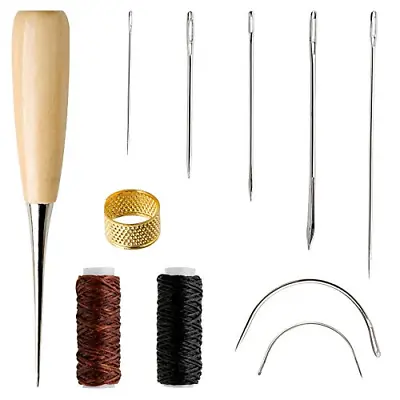 Leather Repair Kit 11PCS Leather Sewing Tools Waxed Thread And Needles For Tools • £7.30