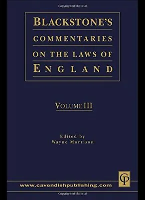 £519.21 • Buy Blackstone's Commentaries On The Laws Of Englan, Morrison..