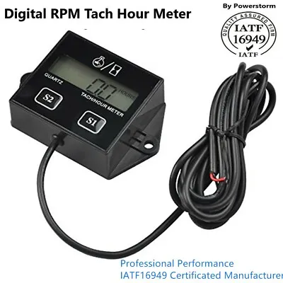 Black Digital Tach Hour Meter Tachometer Gauge For Dirt Bike ATV UTV Gas Engines • $8.27