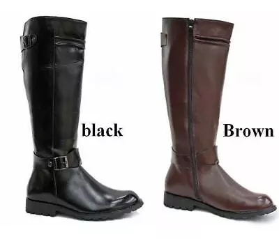 Casual Men's Riding Boots Military Boots PU Leather Knee High Equestrian Shoes • $78.64