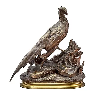 Large Bronze Pheasant Sculpture By Jules Moigniez (1835-1894) • $6950