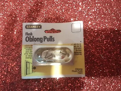 (2-Pack) Oblong Flush Finger Oval Pull Solid Yellow Brass Stanley NOS New 3516 • $8.95