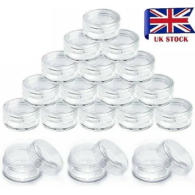 £5.30 • Buy Sample Pots Container Small Empty Clear Plastic Jar Round Cosmetic Glitter 5ml