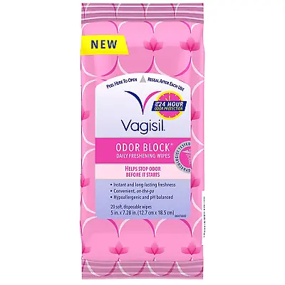 $6.62 • Buy 🔥Pouch Odor Block Daily Freshening Feminine Intimate Wipes For Women 20 Wipes,