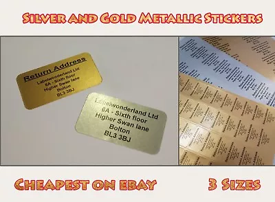 £82.49 • Buy Personalised Printed Sticky Address Labels White Gold Silver Metallic  Stickers