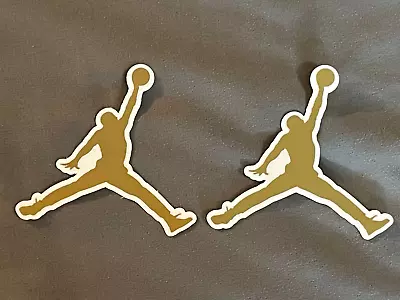 Lot (2) AIR JORDAN 3 1/4  X 3 1/4  JUMPMAN Gold Logo STICKERS Michael FREE SHIP! • $8