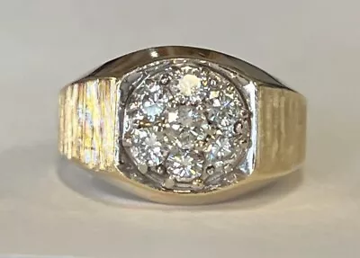 Estate Jewelry Mens 1.15 Ctw Diamond Ring 13K Yellow Gold Size 9 • $1199