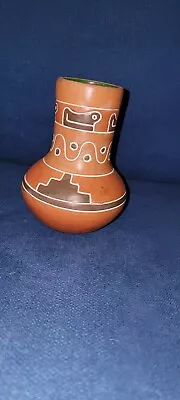 Vintage Mayan Mexican Red Clay Pottery Vase Aztec Folk Art • $23