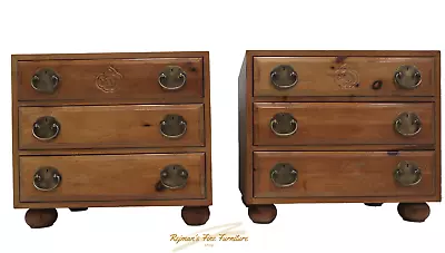 Pair Henredon Asian Inspired Knotty Pine 3 Drawer Night Chests • $1985