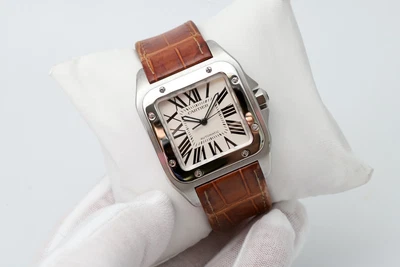 £4750 • Buy Cartier Santos Large 2656 Stainless Steel Leather Strap 38mm Full Set Mens Watch