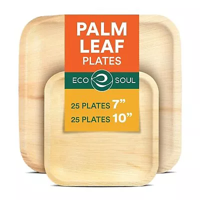 ECO SOUL 100% Compostable 10 Inch & 7 Inch Palm Leaf Plates 50-Pack I Premium... • $60.88