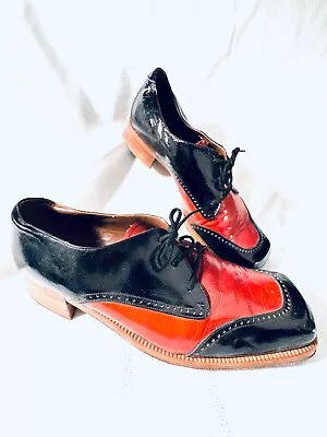 Vintage Men's 1970's Red And Black Patent Leather Shoes Renegades Italian WOW! • $75