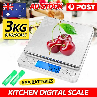 Kitchen Digital Scale 3kg/0.1g LCD Electronic Balance Food Weight Postal Scale • $11.45