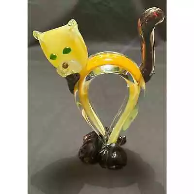 Alfredo Barbini Murano Glass Arched Back Cat • $179