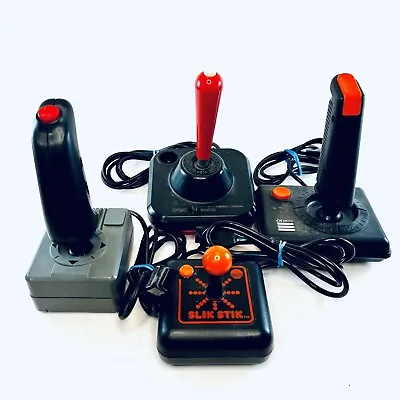 Lot Of 4 Untested Vintage Atari Commodore Joysticks Suncom Slik Stik Wico Gemini • $29.99