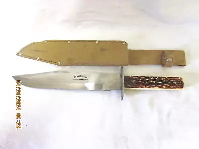 Vintage Knife Tramontina 15  Bowie Carbon Steel Brazil & Sheath • $50