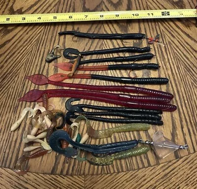 Lot Of Vintage Worms Some Rigged And One With Large Plastic Spinner.jelly Worms5 • $10