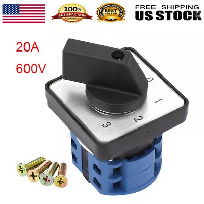 4-Position 20A 600V Rotary Selector Universal Rotary Cam Changeover Switch US • $12.91