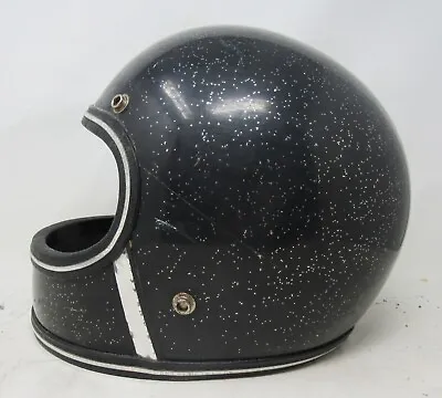 Vintage Black Metal Flake Helmet / Full-Face / Black Metal Flake / Must See! • $35