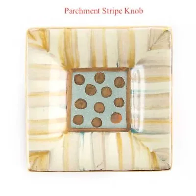 Mackenzie Parchment Stripe Knob Childs Pull Set Of 2 Majolica Hand Decorated New • $70