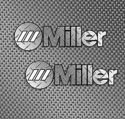 2x Miller Welder Diamond Plate Logo Size 8  Decals Sticker Logos Hard Hat Helmet • $6.99