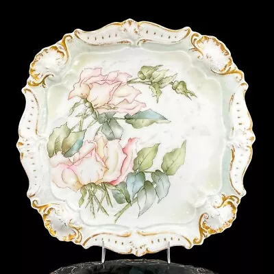 Lanternier Limoges Porcelain Hand Painted Floral White Rose Plate A.L. 1891-1914 • $99