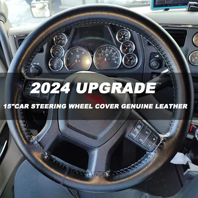 For Ford F150 F250 F350 Super Duty DIY 15  Steering Wheel Cover Genuine Leather • $28.89