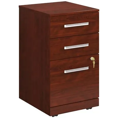 Pemberly Row Engineered Wood 3-Drawer Mobile Filing Cabinet In Classic Cherry • $294.83