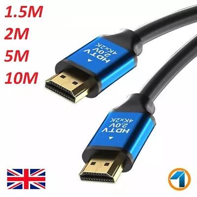 Heavy Duty 4K HDMI 2.0 Extra Long Cable High Speed Lead Smart HD 3D TV 1.5m 2m • £7.49