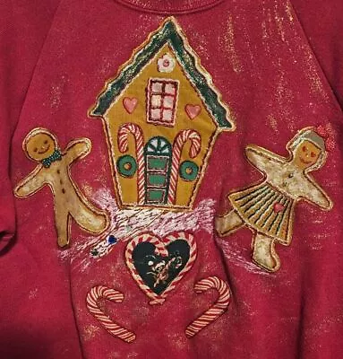 Vintage Fruit Of The Loom Christmas Sweater Women's Size Medium Red • $12.99