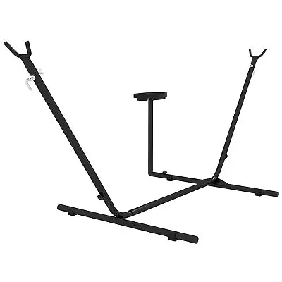 Outsunny Hammock Stand With Side Tray Steel Frame Hammock Stand Black • £54.99