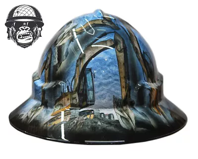 Custom Hydrographic Safety Hard Hat EXCAVATOR PRO CHOICE WIDE BRIM • $85