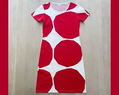 Vintage MARIMEKKO Kivet Dress Red And White Polka Dot Print Jersey Dress XS • $83.05