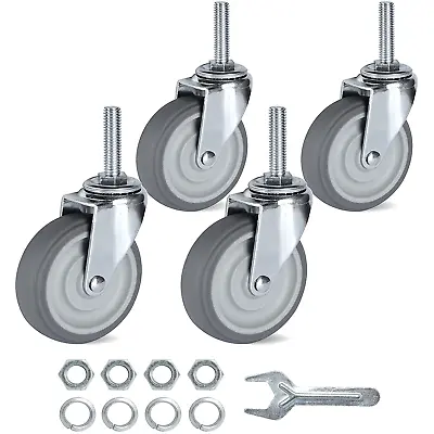 Caster Wheels 3 Inch Set Of 4 Heavy Duty Threaded Stem Casters 3/8 -16 X 1-1/2  • $23.49