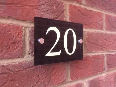 Luminous Modern House Sign Plaque Glass Acrylic / Black Door Number/street • £3.29