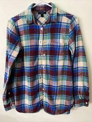 J Crew Shrunken Boy Shirt In Gemstone Plaid- Size 4 Style E4308 • $9