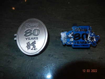 $0.99 • Buy Walt Disney Pin 80 Years Steamboat Willie Mickey Mouse 2 Pin Lot Hinged 2008