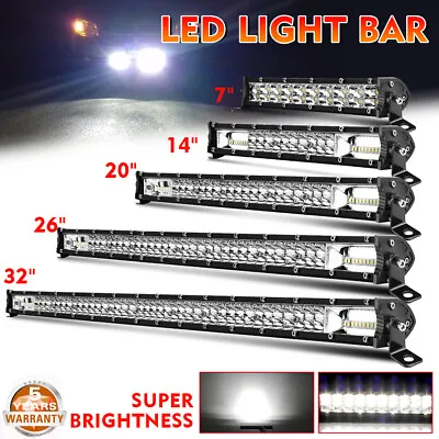 7  14  20  26  32  LED Light Bar Spot Flood Offroad Roof Driving Lamp Trucks 4WD • $64.91