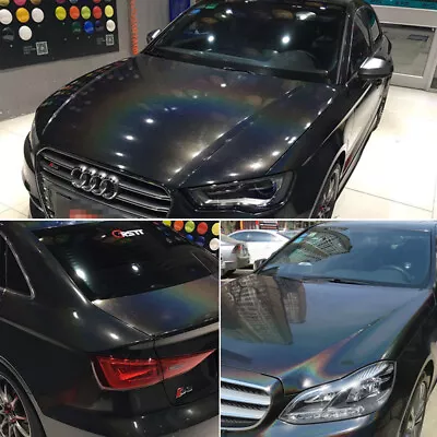 Chameleon Black Rainbow Chrome Car Vinyl Wrap Bubble Free Release Sticker Film • $15.66