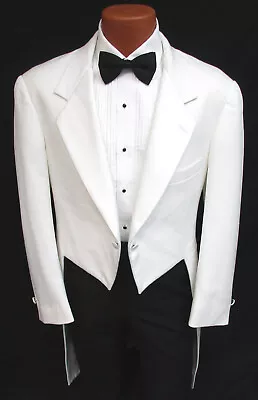 Men's White Tuxedo Tailcoat Damaged Discount Halloween Costume Size 39R • $49.99