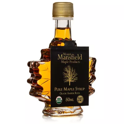 Mansfield Maple 50ml Glass Leaf Organic Vermont Maple Syrup Wedding Favors • $7.99