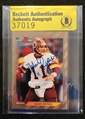 Mark Rypien Signed 1992 Bowman #295 Washington Redskins Autograph Beckett BAS • $29.99