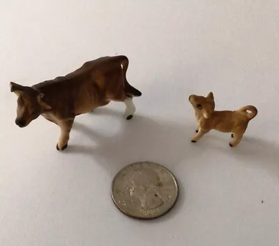 VINTAGE Kelvin’s Bone China Set Of 2 Cow And Calf Miniature Japan • $9.99