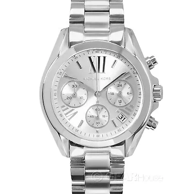 Michael Kors Mini Bradshaw Womens Chronograph Watch Silver Dial Stainless Steel • $102.18