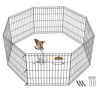 24  36  42  Durable Dog Crate Kennel Folding Metal Pet Cage 2 Door With Tray Pan • $31.58